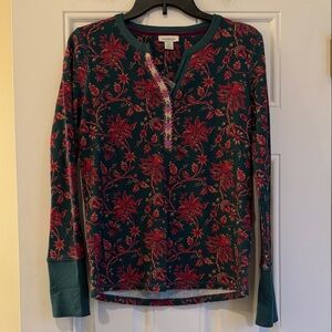 NWOT Sundance Floral Long Sleeve Top - Green and Red